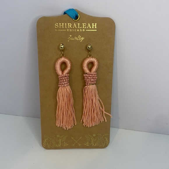 NWT SHIRALEAH CHICAGO PEACH GENESIS TASSEL CHANDELIER BEADED  DROP EARRINGS - Picture 1 of 4